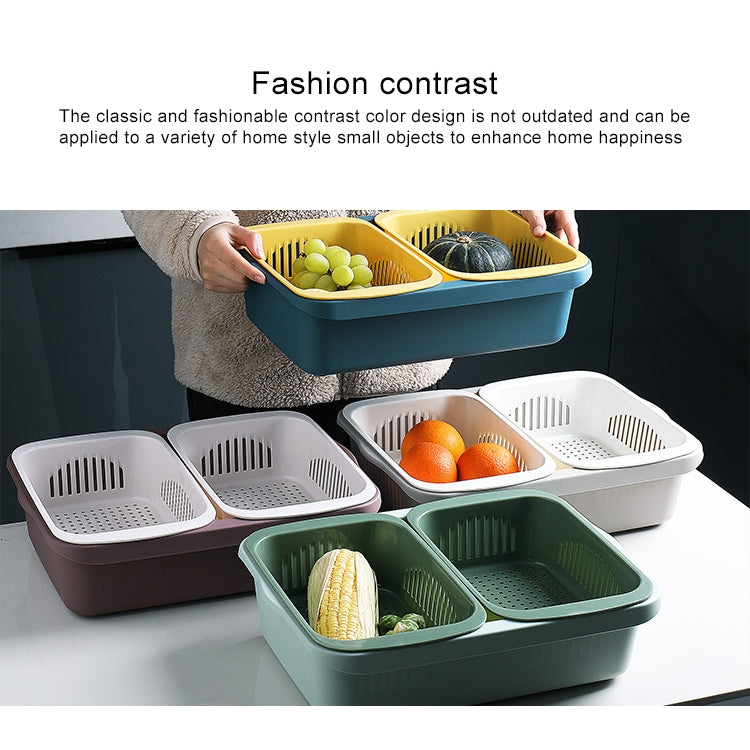 Panier de vidange carré à double couche, panier en plastique pour fruits et légumes, de cuisine et usage domestique, rouge foncé, bleu jaune, vert herbe, gris clair