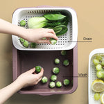 Panier de vidange carré à double couche, panier en plastique pour fruits et légumes, de cuisine et usage domestique, rouge foncé, bleu jaune, vert herbe, gris clair