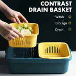 Panier de vidange carré à double couche, panier en plastique pour fruits et légumes, de cuisine et usage domestique, rouge foncé, bleu jaune, vert herbe, gris clair