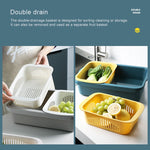 Panier de vidange carré à double couche, panier en plastique pour fruits et légumes, de cuisine et usage domestique, rouge foncé, bleu jaune, vert herbe, gris clair