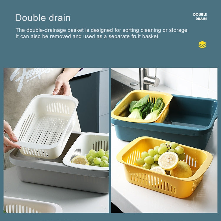 Panier de vidange carré à double couche, panier en plastique pour fruits et légumes, de cuisine et usage domestique, rouge foncé, bleu jaune, vert herbe, gris clair