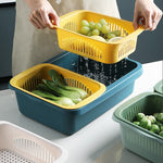 Panier de vidange carré à double couche, panier en plastique pour fruits et légumes, de cuisine et usage domestique, rouge foncé, bleu jaune, vert herbe, gris clair