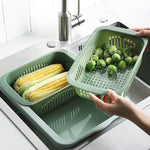 Panier de vidange carré à double couche, panier en plastique pour fruits et légumes, de cuisine et usage domestique, rouge foncé, bleu jaune, vert herbe, gris clair