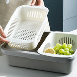 Panier de vidange carré à double couche, panier en plastique pour fruits et légumes, de cuisine et usage domestique, rouge foncé, bleu jaune, vert herbe, gris clair