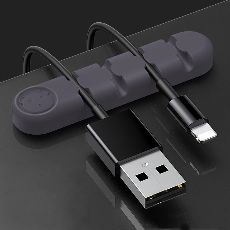 5 Pièces Ours En Silicone À 4 Trous, Organisateur Et Fixateur De Câble De Données Pour Bureau, 4 Trous