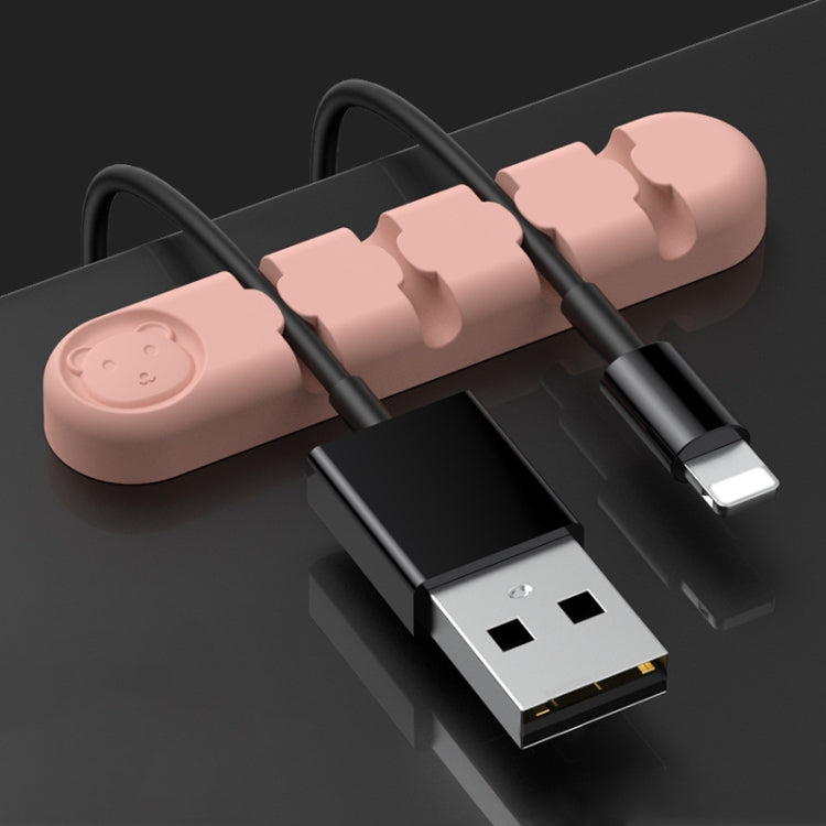 5 Pièces Ours En Silicone À 4 Trous, Organisateur Et Fixateur De Câble De Données Pour Bureau, 4 Trous