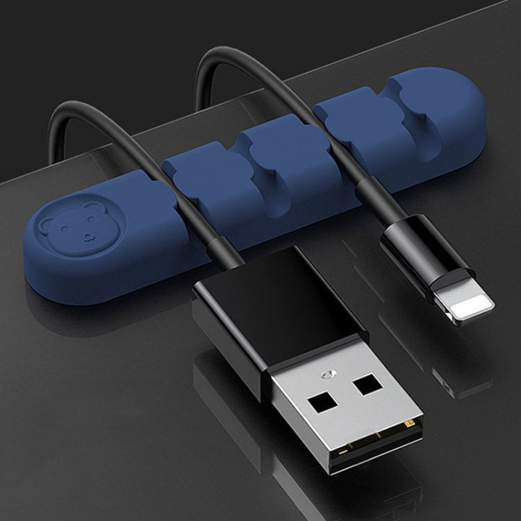5 Pièces Ours En Silicone À 4 Trous, Organisateur Et Fixateur De Câble De Données Pour Bureau, 4 Trous