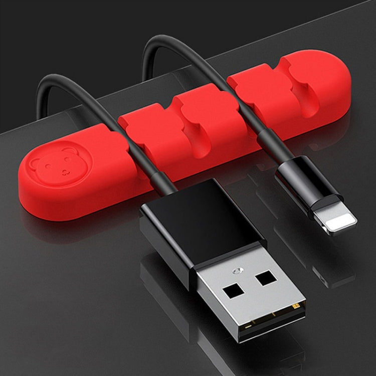 5 Pièces Ours En Silicone À 4 Trous, Organisateur Et Fixateur De Câble De Données Pour Bureau, 4 Trous