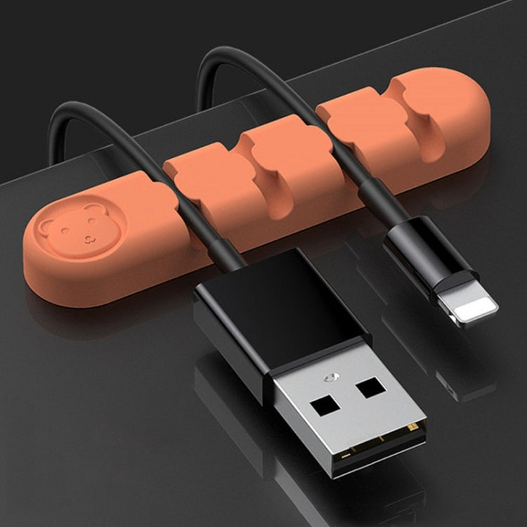 5 Pièces Ours En Silicone À 4 Trous, Organisateur Et Fixateur De Câble De Données Pour Bureau, 4 Trous