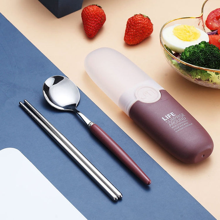 Ensemble de couverts 2 en 1 simple et portable pour enfant, étudiant, voyage, en acier inoxydable 304 (cuillère et baguettes)