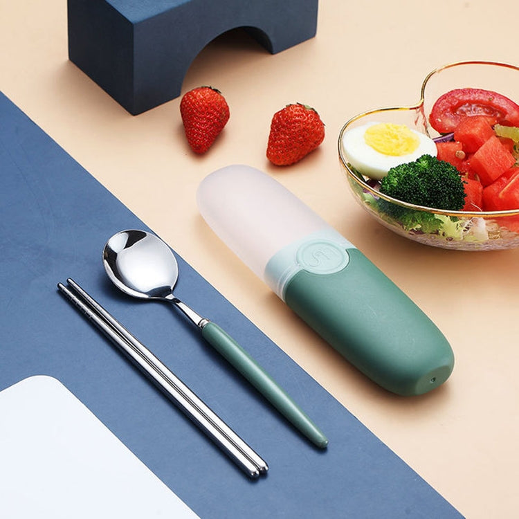 Ensemble de couverts 2 en 1 simple et portable pour enfant, étudiant, voyage, en acier inoxydable 304 (cuillère et baguettes)