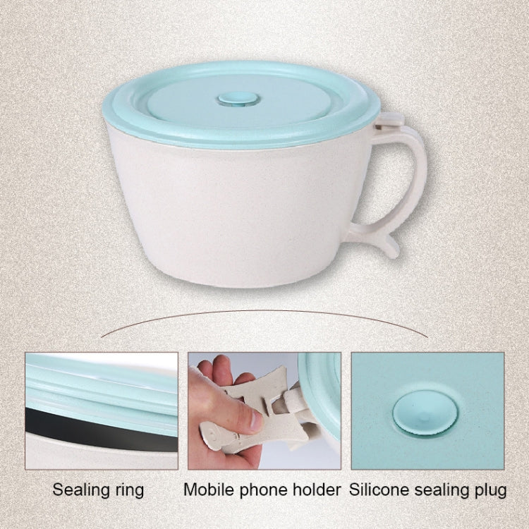 Bol de nouilles instantanées en fibre de blé créatif et pratique, boîte à déjeuner scellée avec support pour téléphone portable, rose, bleu, vert