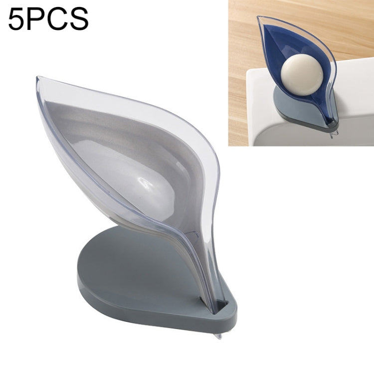 5 PCS Créatif Salle de Bain Sans Perçage Ventouse Transparente Feuille Égouttoir Boîte de Rangement Savon