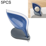 5 PCS Créatif Salle de Bain Sans Perçage Ventouse Transparente Feuille Égouttoir Boîte de Rangement Savon