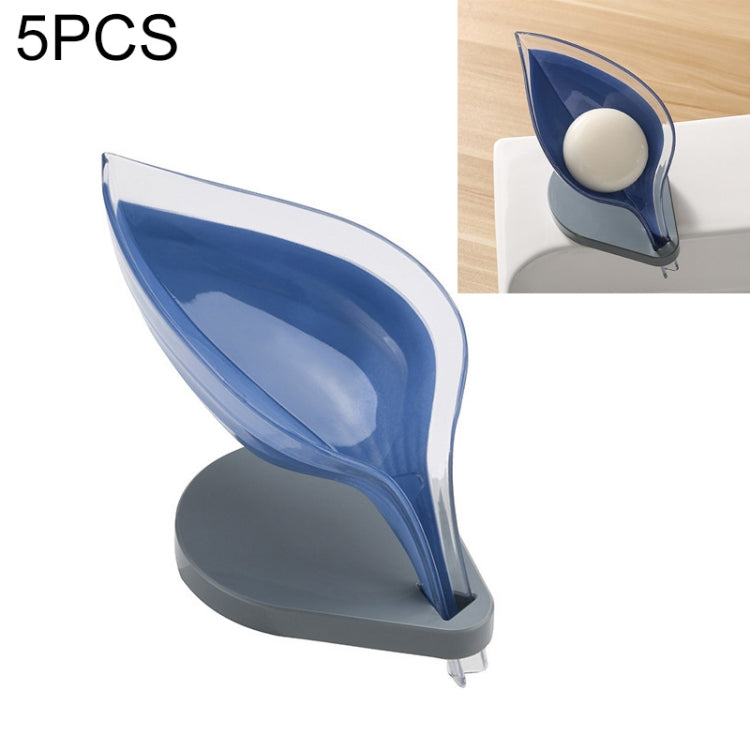 5 PCS Créatif Salle de Bain Sans Perçage Ventouse Transparente Feuille Égouttoir Boîte de Rangement Savon