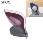 5 PCS Créatif Salle de Bain Sans Perçage Ventouse Transparente Feuille Égouttoir Boîte de Rangement Savon