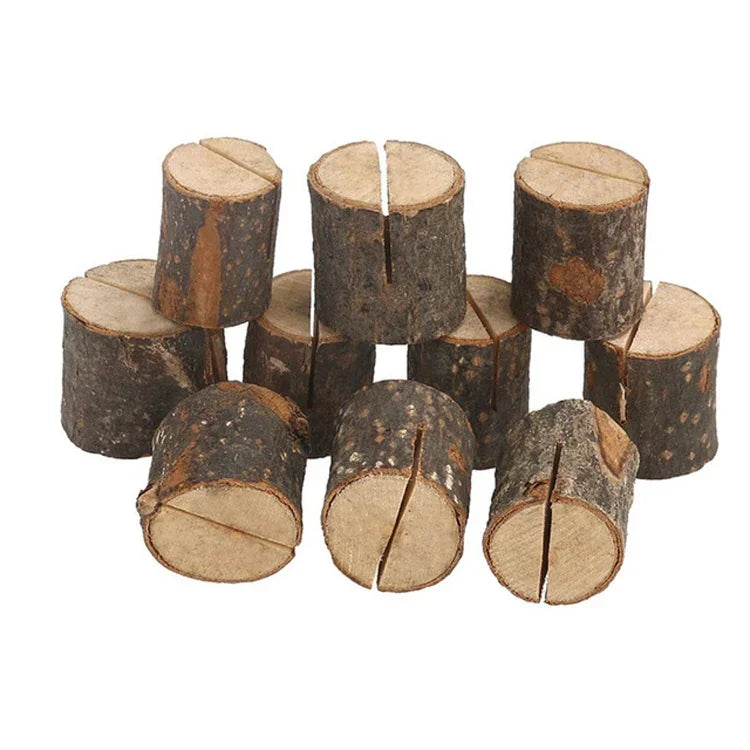 Lot de 10 supports photo en forme de souche de bûche, pinces à dessin, accessoires de décoration et de prise de vue pour la maison ou le bricolage.
