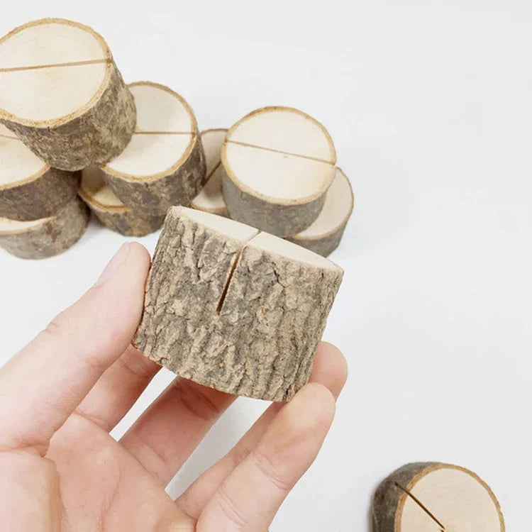 Lot de 10 supports photo en forme de souche de bûche, pinces à dessin, accessoires de décoration et de prise de vue pour la maison ou le bricolage.