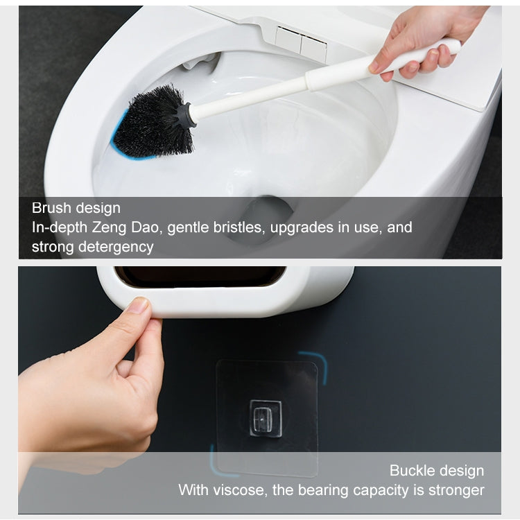 Brosse WC Murale Simple Sans Perçage, Brosse de Nettoyage pour Salle de Bain, Blanc, Noir