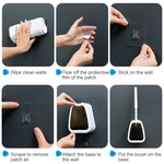 Brosse WC Murale Simple Sans Perçage, Brosse de Nettoyage pour Salle de Bain, Blanc, Noir