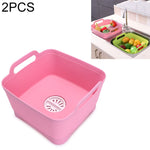 2 Pcs Évier Mobile Multifonctionnel Cuisine En Plastique Panier À Laver Les Légumes Fruits Et Légumes Panier De Rangement Avec Vidange, Rose, Violet, Vert, Bleu, Blanc, Gris Foncé, Vert Foncé