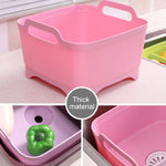2 Pcs Évier Mobile Multifonctionnel Cuisine En Plastique Panier À Laver Les Légumes Fruits Et Légumes Panier De Rangement Avec Vidange, Rose, Violet, Vert, Bleu, Blanc, Gris Foncé, Vert Foncé