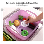 2 Pcs Évier Mobile Multifonctionnel Cuisine En Plastique Panier À Laver Les Légumes Fruits Et Légumes Panier De Rangement Avec Vidange, Rose, Violet, Vert, Bleu, Blanc, Gris Foncé, Vert Foncé
