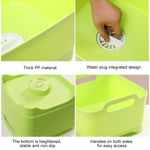 2 Pcs Évier Mobile Multifonctionnel Cuisine En Plastique Panier À Laver Les Légumes Fruits Et Légumes Panier De Rangement Avec Vidange, Rose, Violet, Vert, Bleu, Blanc, Gris Foncé, Vert Foncé