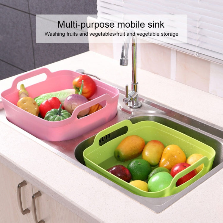 2 Pcs Évier Mobile Multifonctionnel Cuisine En Plastique Panier À Laver Les Légumes Fruits Et Légumes Panier De Rangement Avec Vidange, Rose, Violet, Vert, Bleu, Blanc, Gris Foncé, Vert Foncé