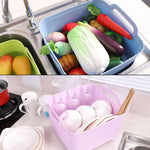 2 Pcs Évier Mobile Multifonctionnel Cuisine En Plastique Panier À Laver Les Légumes Fruits Et Légumes Panier De Rangement Avec Vidange, Rose, Violet, Vert, Bleu, Blanc, Gris Foncé, Vert Foncé