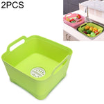 2 Pcs Évier Mobile Multifonctionnel Cuisine En Plastique Panier À Laver Les Légumes Fruits Et Légumes Panier De Rangement Avec Vidange, Rose, Violet, Vert, Bleu, Blanc, Gris Foncé, Vert Foncé