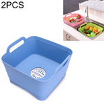 2 Pcs Évier Mobile Multifonctionnel Cuisine En Plastique Panier À Laver Les Légumes Fruits Et Légumes Panier De Rangement Avec Vidange, Rose, Violet, Vert, Bleu, Blanc, Gris Foncé, Vert Foncé