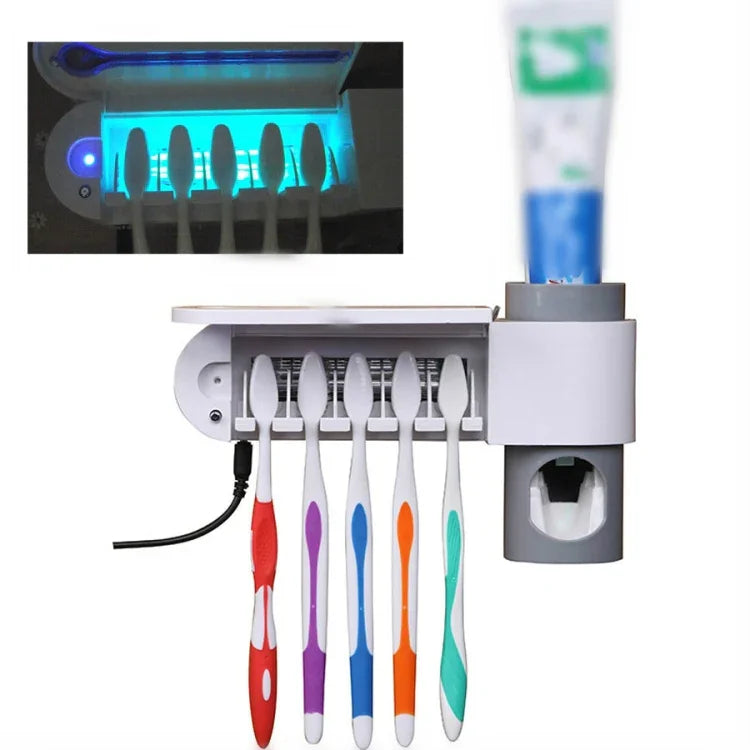 Porte-Brosse à Dents Mural pour Toilettes Sans Perçage avec Désinfection Électrique Ultraviolet, Prise US, Prise UK, Prise EU, Recharge USB