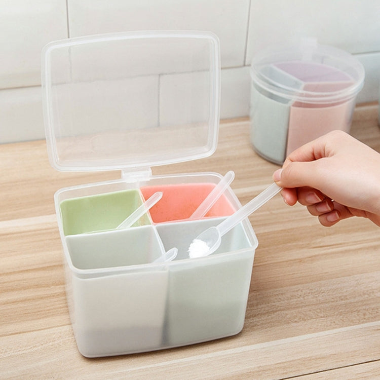 Boîte à épices ronde à trois compartiments avec cuillère, pour cuisine, boîte fraîche combinée à compartiments