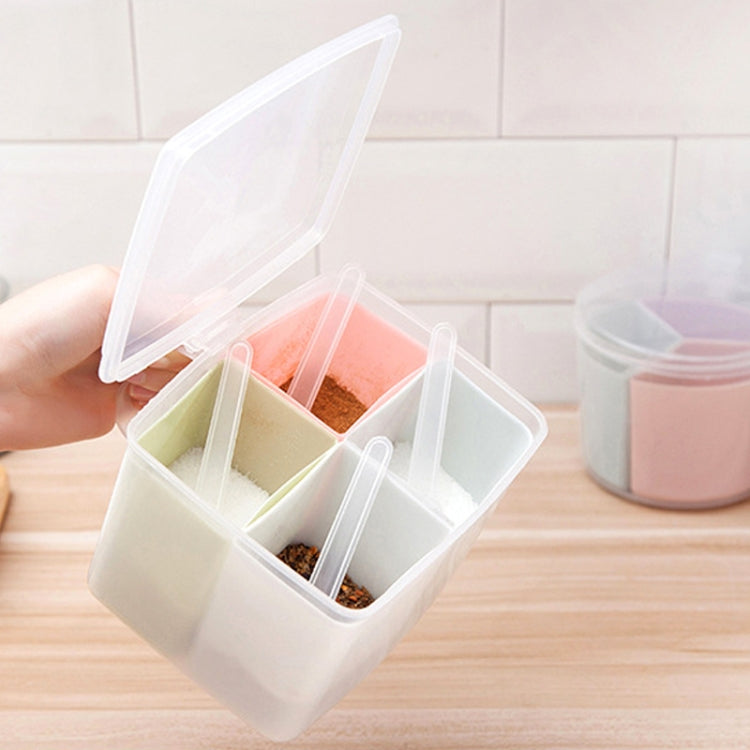 Boîte à épices ronde à trois compartiments avec cuillère, pour cuisine, boîte fraîche combinée à compartiments