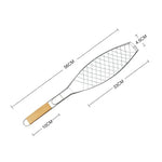 Pince à Barbecue Simple pour Poisson avec Manche en Bois Chromé, Outil de Barbecue pour Poisson Grillé en Extérieur
