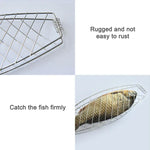 Pince à Barbecue Simple pour Poisson avec Manche en Bois Chromé, Outil de Barbecue pour Poisson Grillé en Extérieur