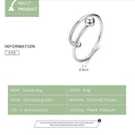 Bague ouverte en argent sterling S925 plaqué platine, SCR520