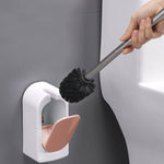 Brosse de toilette murale avec soies douces et manche long sans coins morts, rose, bleue, verte, grise