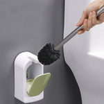 Brosse de toilette murale avec soies douces et manche long sans coins morts, rose, bleue, verte, grise