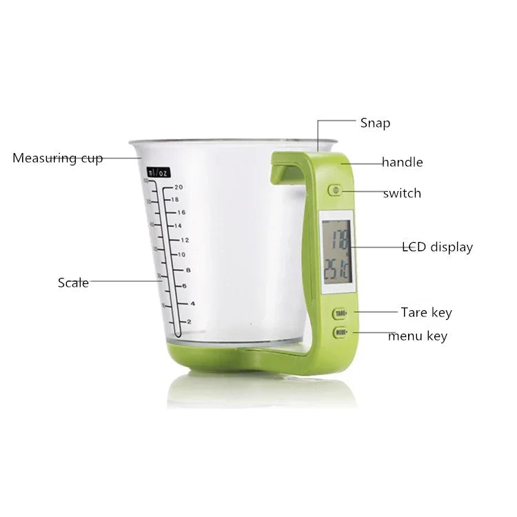 Balance électronique de cuisine 1000g / 1g, verre doseur électronique pour pâtisserie DIY, Rouge, Noir