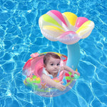 Anneau de natation gonflable en PVC écologique pour enfants en forme de champignon avec protection solaire, champignon (bleu), champignon (rose)