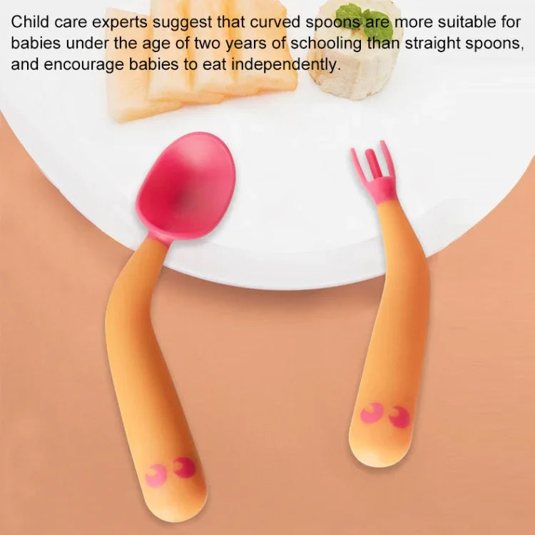 Bébé Apprend À Manger Coude D'entraînement Pliable Torsadant Cuillère Fourchette