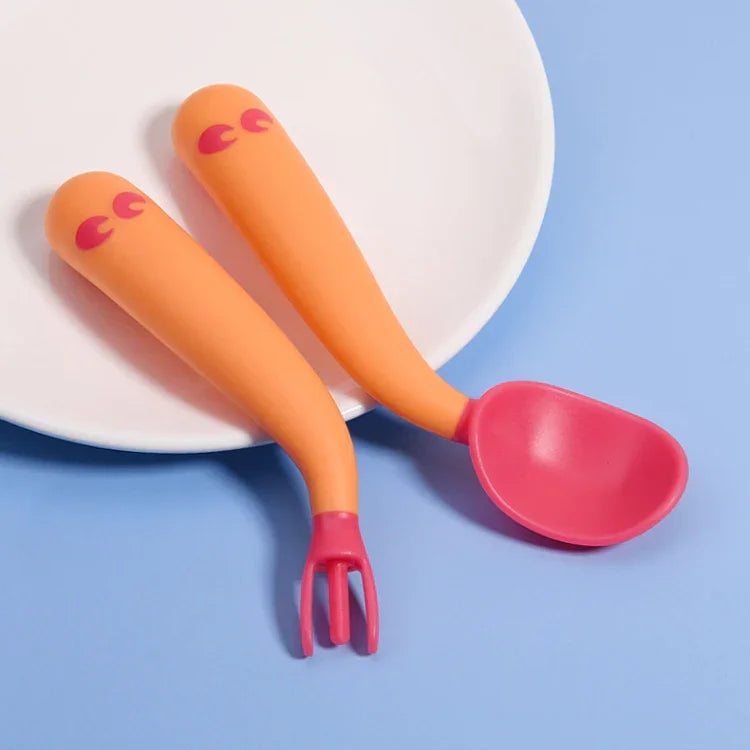 Bébé Apprend À Manger Coude D'entraînement Pliable Torsadant Cuillère Fourchette