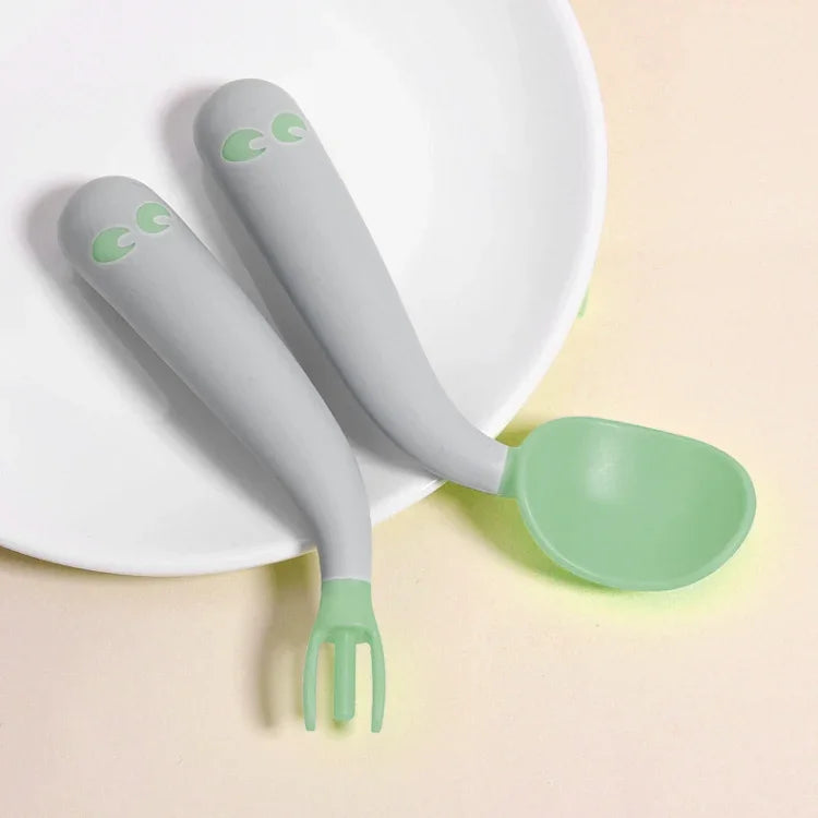 Bébé Apprend À Manger Coude D'entraînement Pliable Torsadant Cuillère Fourchette