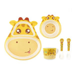 Ensemble de vaisselle en fibre de bambou pour enfants, ensemble d'assiettes de compléments alimentaires pour bébé, motifs mignons de dessins animés, 040 Girafe, 041 Vache, 042 Lion, 043 Singe, 044 Panda, 045 Grenouille