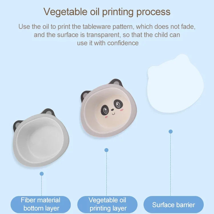 Ensemble de vaisselle en fibre de bambou pour enfants, ensemble d'assiettes de compléments alimentaires pour bébé, motifs mignons de dessins animés, 040 Girafe, 041 Vache, 042 Lion, 043 Singe, 044 Panda, 045 Grenouille