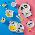 Ensemble de vaisselle en fibre de bambou pour enfants, ensemble d'assiettes de compléments alimentaires pour bébé, motifs mignons de dessins animés, 040 Girafe, 041 Vache, 042 Lion, 043 Singe, 044 Panda, 045 Grenouille