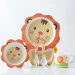 Ensemble de vaisselle en fibre de bambou pour enfants, ensemble d'assiettes de compléments alimentaires pour bébé, motifs mignons de dessins animés, 040 Girafe, 041 Vache, 042 Lion, 043 Singe, 044 Panda, 045 Grenouille