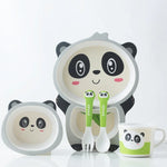 Ensemble de vaisselle en fibre de bambou pour enfants, ensemble d'assiettes de compléments alimentaires pour bébé, motifs mignons de dessins animés, 040 Girafe, 041 Vache, 042 Lion, 043 Singe, 044 Panda, 045 Grenouille